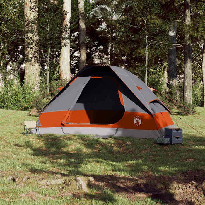 VidaXL Family Dome Tent 6 Person Grey and Orange Waterproof, Tent, Camping Shelter, Garden Shelter, Tent of 94783