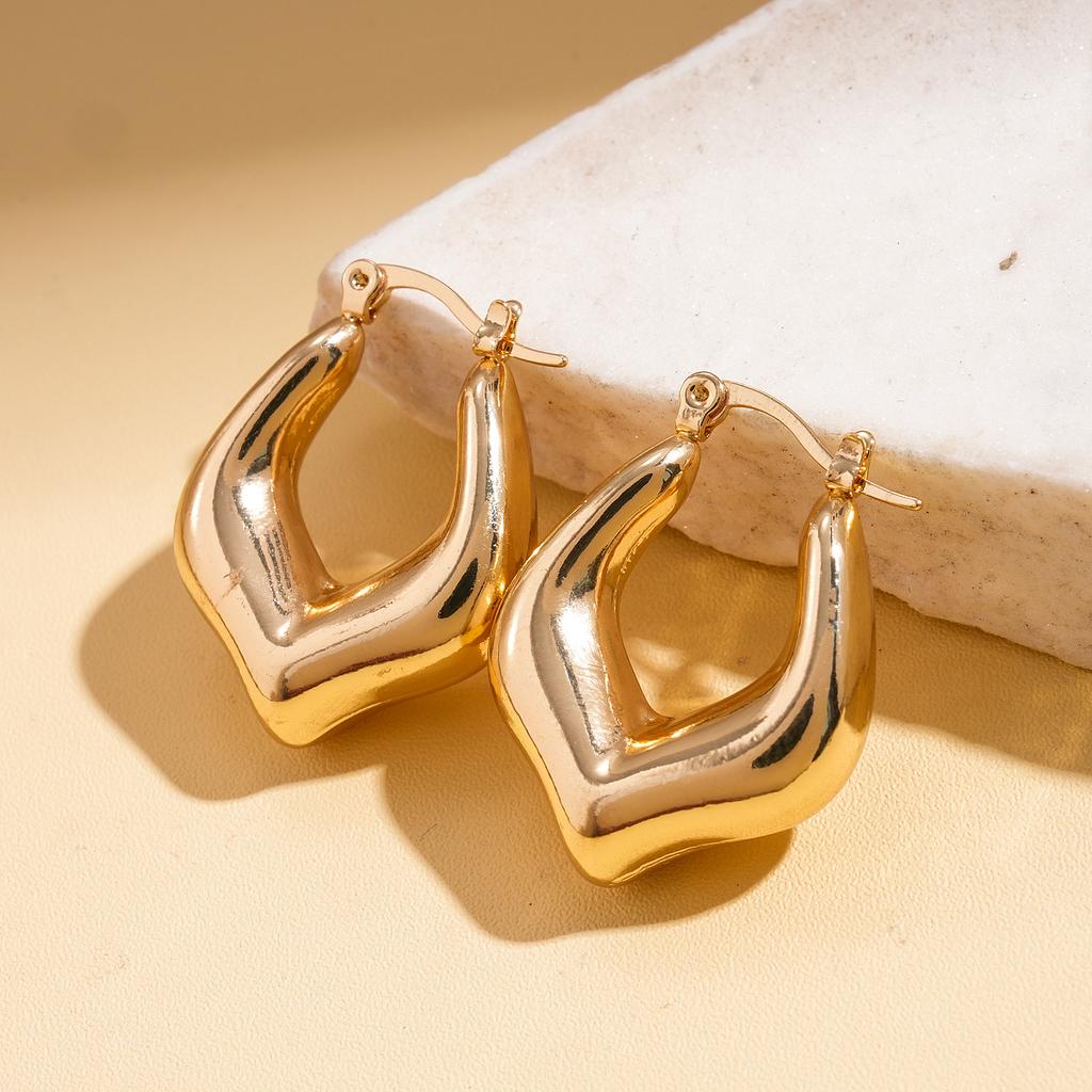 European and American metal wind geometric leaves round earrings light luxury high-end stud earrings design niche earrings women