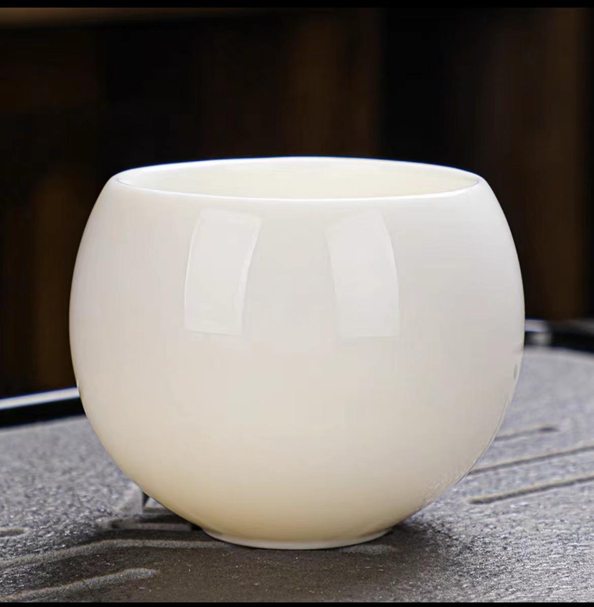 

Yangzhi Jade Porcelain Tea Cup Ceramic Tea Cup Tea Set Japanese Dragon Egg Cup Kung Fu White Porcelain Single Cup Master Cup 200ml