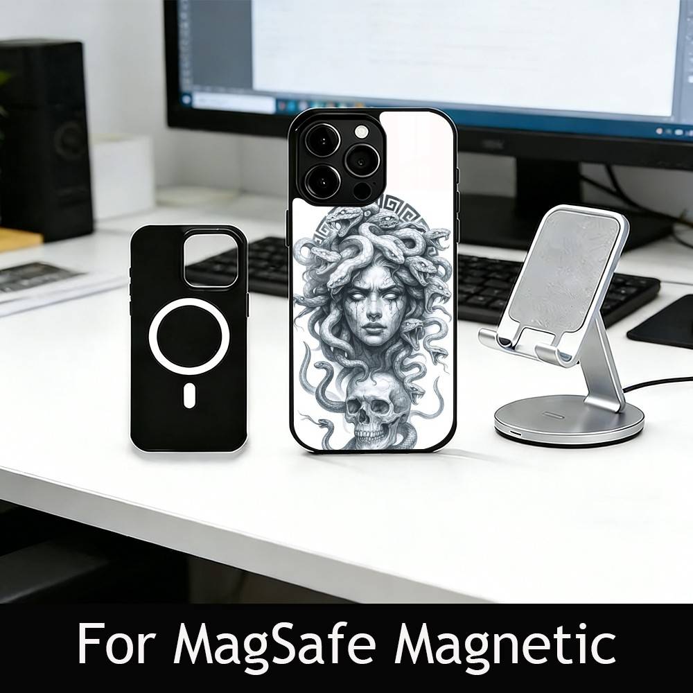 Medusa G-Mythology Phone Case For iPhone17,16,15,14,13,12,11 Plus,Pro Magnetic For Magsafe Wireless Charging