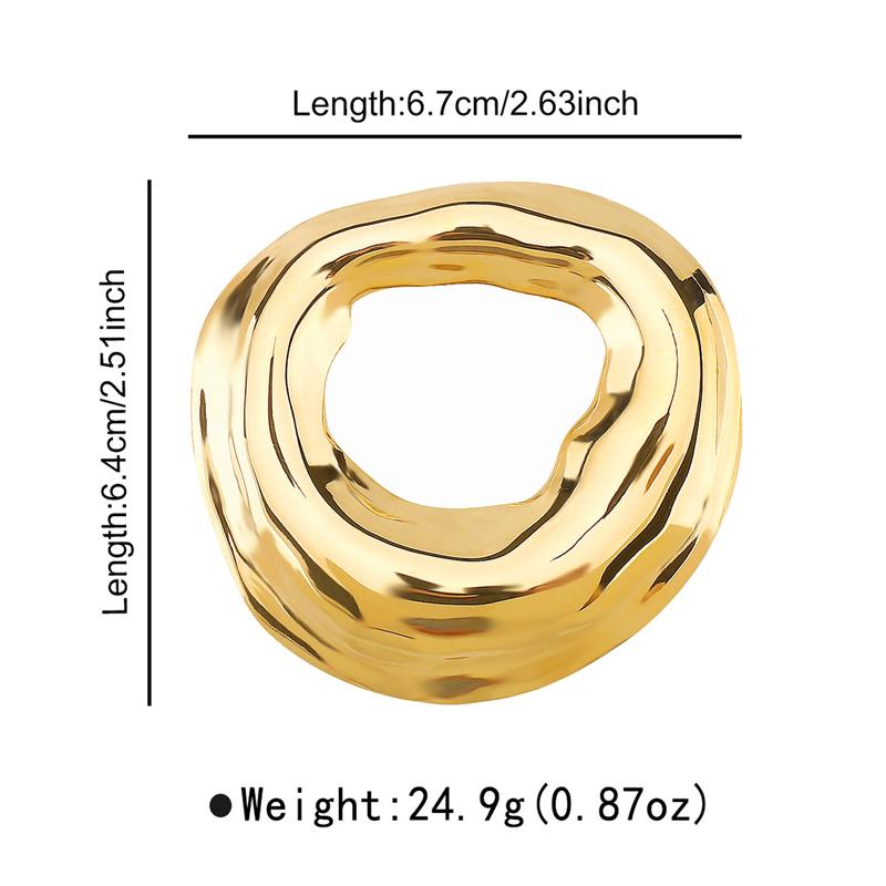 Vintage Stainless Steel Round Irregular Brooch for Women Exquisite Metal Circle Geometric Brooch Suit Accessories Zircon Gift