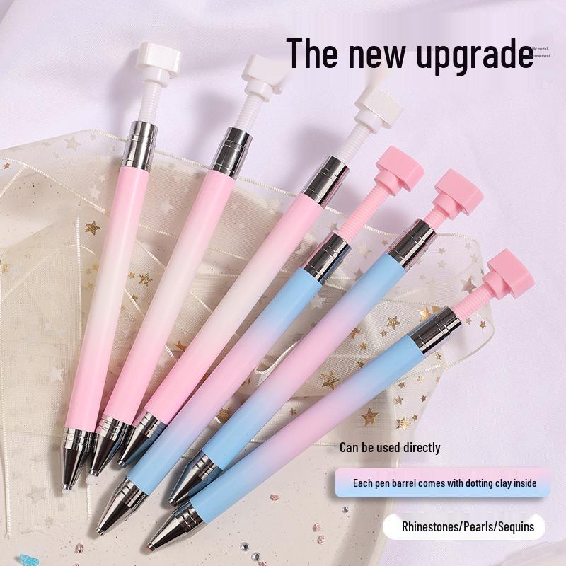Nail Art Rotary Dotting Pen with Diamond Glue and Rhinestones for Jewelry Decoration