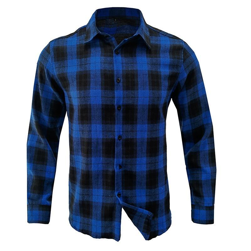 Men S Long Sleeve Flannel Plaid Shirt Thick Autumn Winter