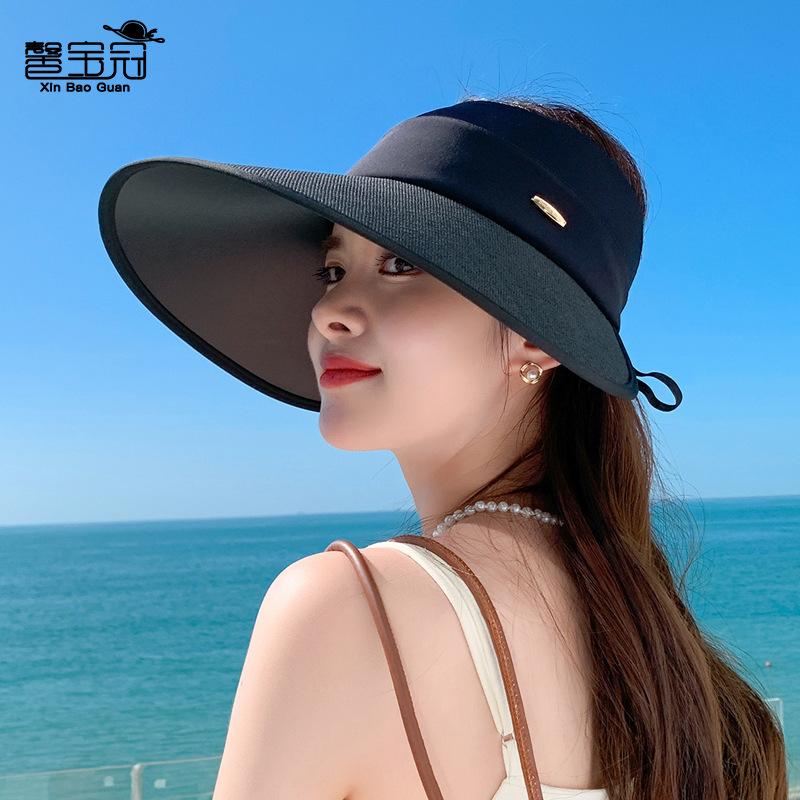 8435 Summer outdoor sunshade sunscreen hat versatile face cover sun hat vinyl large brim empty top hat children