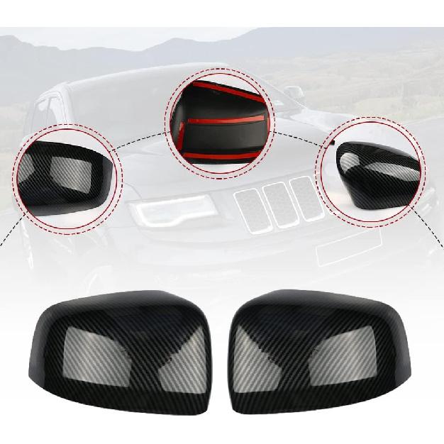 Sportuli Carbon Fiber Mirror Covers +Door Handle Covers Replacement For 2011- Jeep Grand Cherokee And Dodge Durango