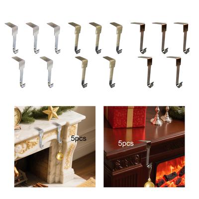 Christmas Stocking Hanger Metal Non Slip Hook Set Holder for Mantel Garland Holiday Home Decoration