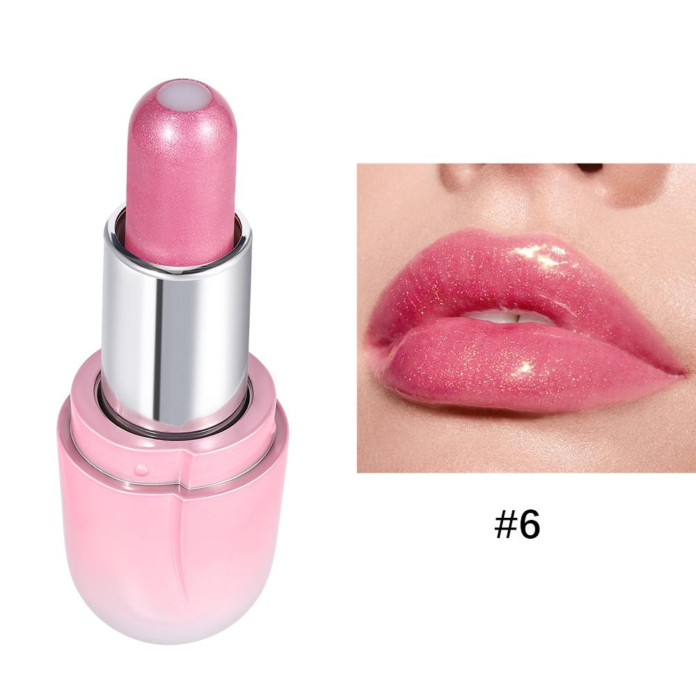 Sandwich Lipstick Pearlescent Long Lasting Waterproof Glitter Lipstick Shimmer Pearlescent Shiny Metallic Pink Lip Gloss Lip Glaze