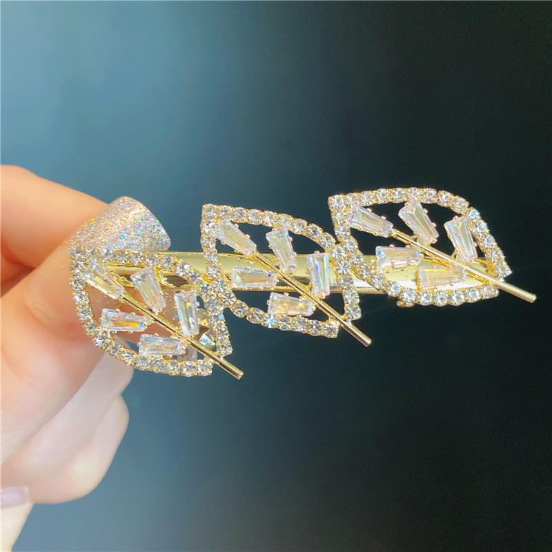 

Korean Zircon Leaf Hair Clip - Versatile Duckbill Bang Accessories серебряный