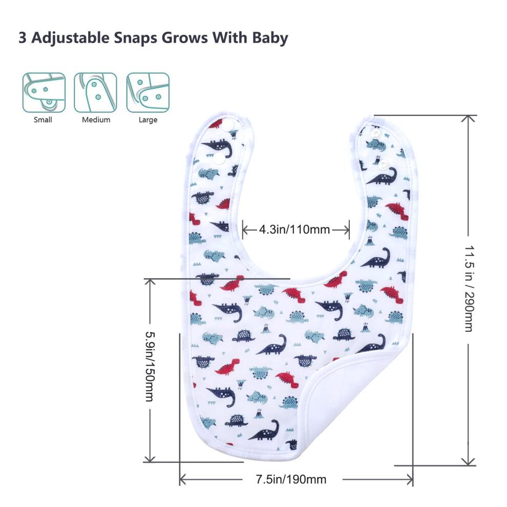 Hakochia Waterproof Baby Bibs for Boys and Girls, Soft and Absorbent 4-Layer Cotton Baby Bandana Bibs With Adjustable Snaps for Infants Newborn Feedi