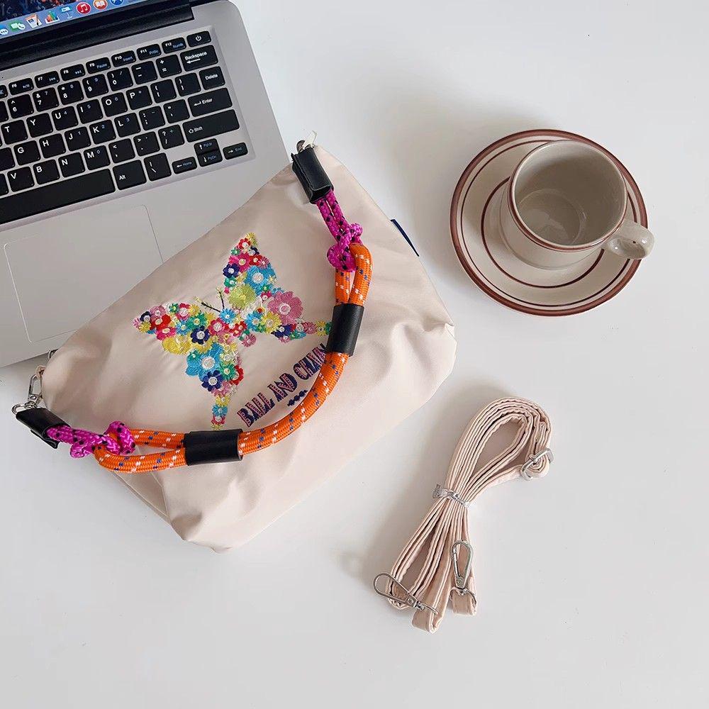 Women's Japanese Style Embroidered Shoulder Bag - Large Capacity, Portable Fashion Toiletry Storage