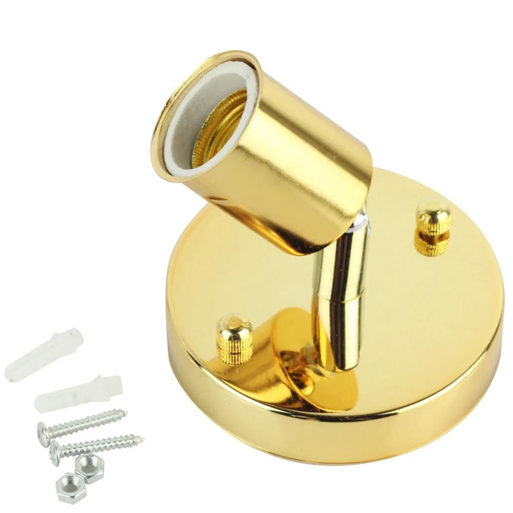 Copper Colored Metal Retro Universal Lamp Holder With 180 Degree Turning Screw Mouth Ceramic Lamp Head
