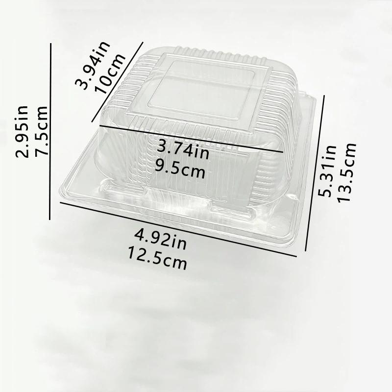 50Pcs Transparent Plastic Cake Box With Flip Cover Square Dessert Box Wedding Party Mousse Fruit Cake Food Packing Box