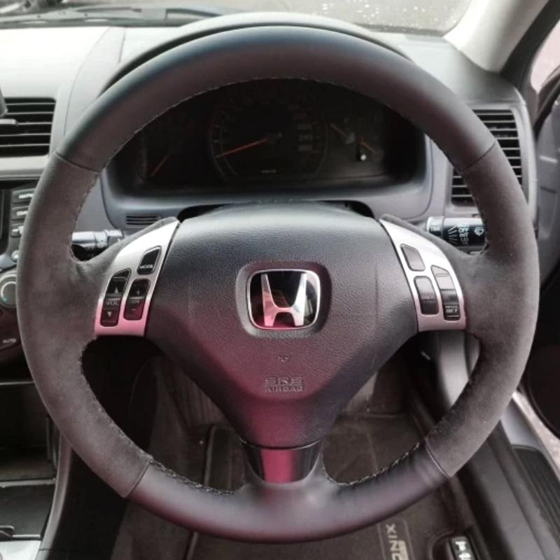 DIY car wheel For Honda Accord 2004 2005 2006 2007 Hand Stitched Non-slip black Suede&Leather Steering Wheel Cover Accessory