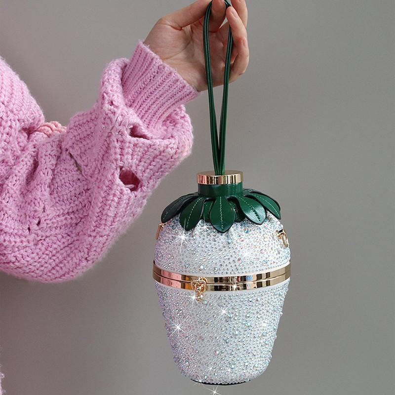 

Fashion Strawberry Drip Diamond Evening Clutch bag Purses and Handbag 2024 Luxury Top Designer Shoulder Bags Banquet Bucket Bag