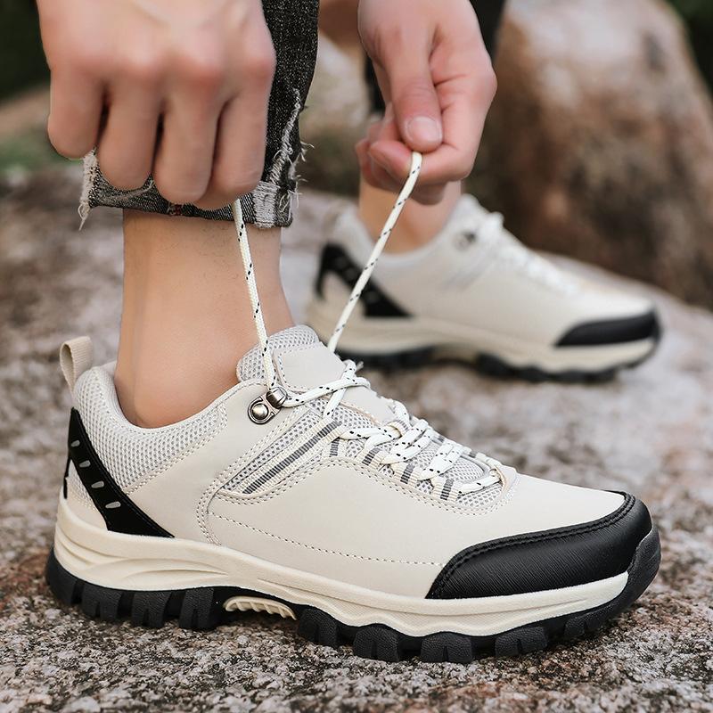 Popular Hot Selling Mens Leather Sneakers High Quality Outdoor Casual Hiking Shoes Non-slip Durable Climbing Men's Walking Shoes