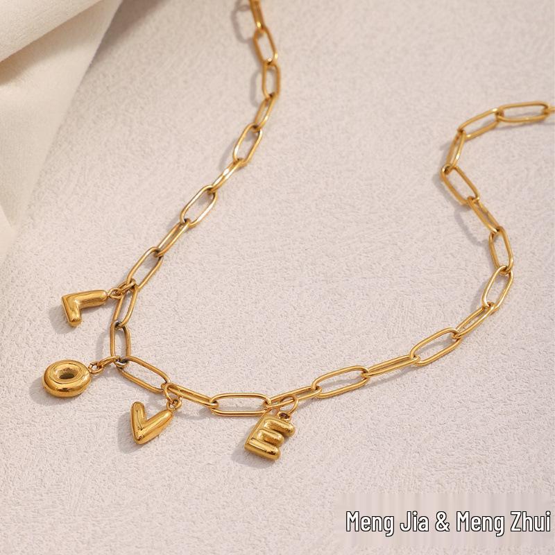 Elegant 18K Gold-Plated Stainless Steel Paperclip Letter Necklace