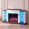 Electric Fireplace TV Stand 138cm, LED Strips, Adjustable Flame Effect, 6 Shelves, Entertainment Center Console Table