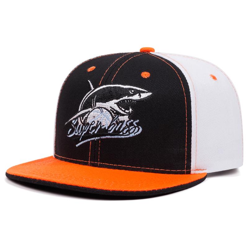 Kreative Haifisch-Stickerei Baseballkappe Trendige Street Hip Hop Kappe Lässige Dekorationskappe Sonnenschutzkappe Sportkappe Flachkrempige Kappe black