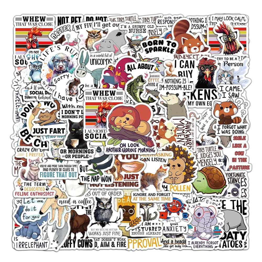 

50 креативных и забавных цитат про животных английские декоративные наклейки для ручной работы, для блокнота, чехла для мобильного телефона, планшета 50PCS