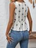 Colete Elegante Feminino Slim Fit Decote V Sem Mangas Estampado com Laço