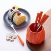 Zhi Shi Stainless Steel Fruit Fork Set with Ceramic Holder