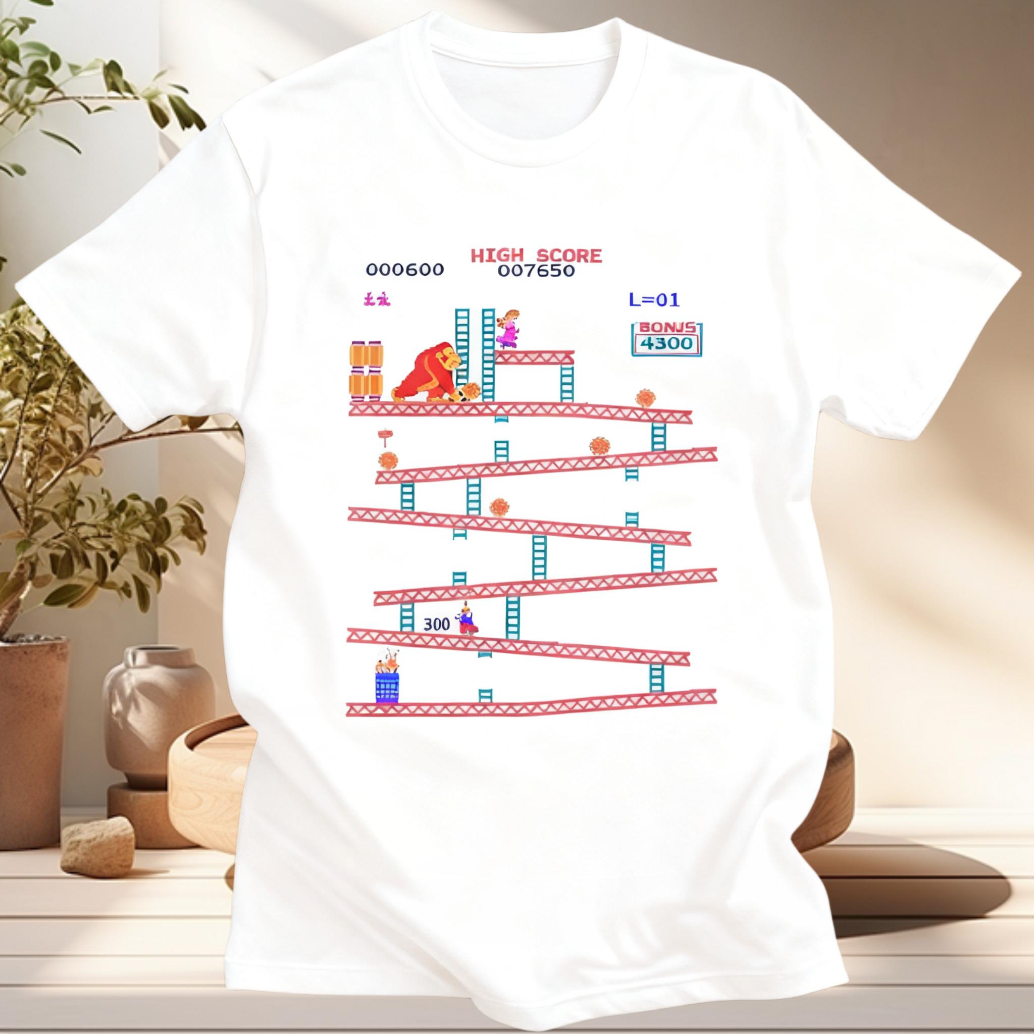 Funny Donkey Kong T Shirt Men Arcade Game Collage Tshirt Vintage Cotton Tee Short Sleeve Retro Tshirt Streetwear Oversize L