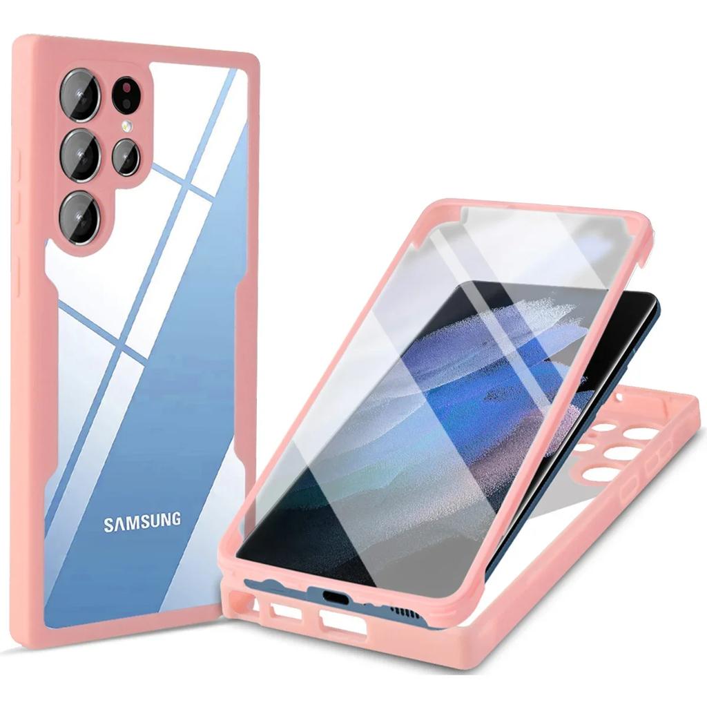 360 Clear Case for Samsung Galaxy S21 S22 S23 Plus S25 S24 Ultra A56 A36 A26 A16 A06 A55 A36 AA54 Screen Full Protection Cover