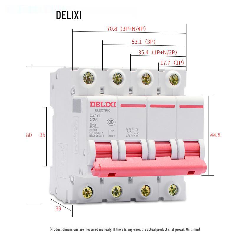 Delixi DZ47S Single Pole Miniature Circuit Breaker - Available In 20A, 25A, 32A, 40A, 63A