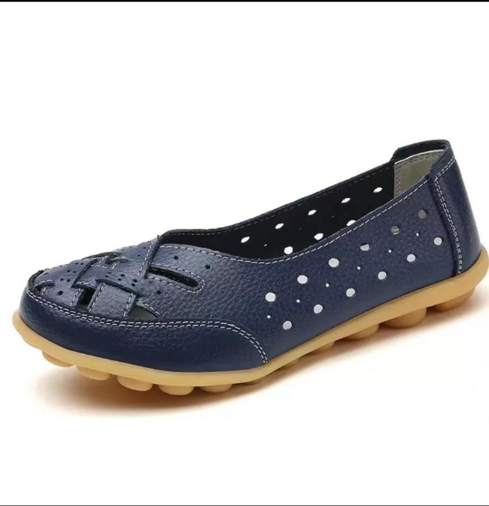 Novas sandálias femininas moda sola macia salto plano oco sapatos planos mulher sapatos de couro genuíno feminino casual 2024