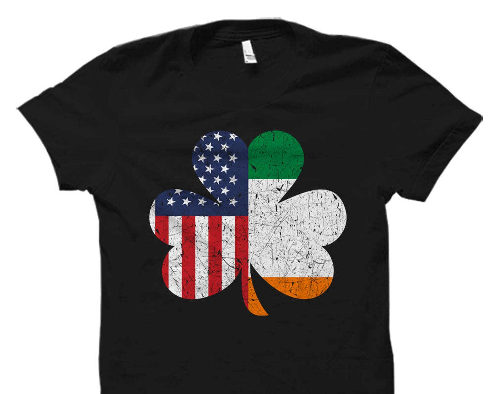 Irish American Flag Shirt. St Patricks Day Tshirt. Irish Clothing. Irish Clover Shirt. Irish Shamrock. Irish Gift. USA Ireland Flag #OS1760 4XL