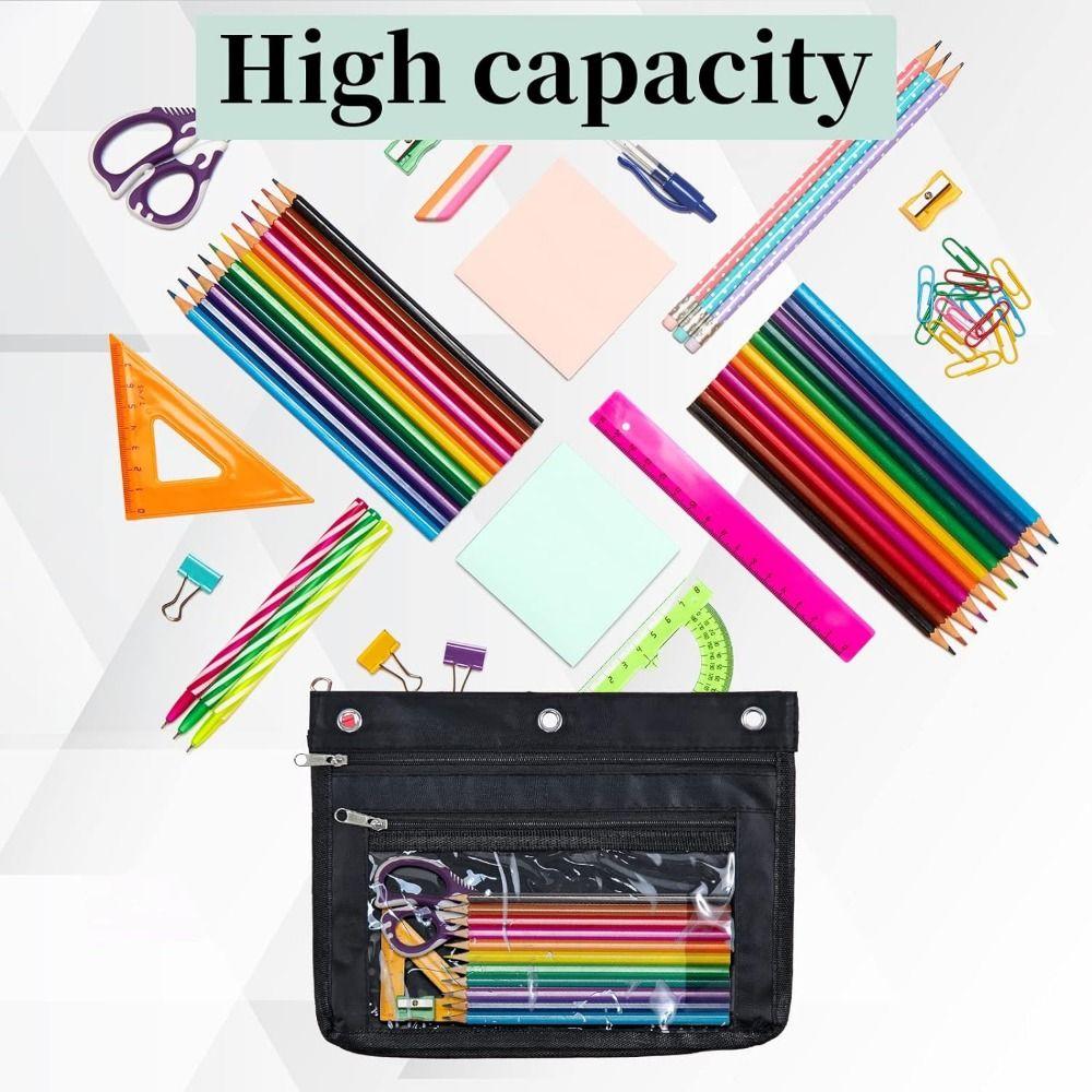 Expandable Pen Holder Binder Pouch Double Layer Pencil Case Colorful Storage Bag  Office