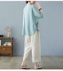Plus Size Summer Cotton Linen Clothing Set: Short-Sleeved T-shirt Top Two-Piece for Mid-Aged and Elderly Women