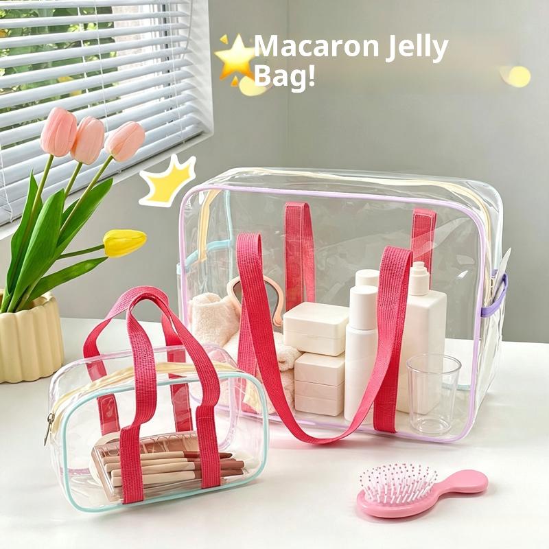 Large Capacity Pvc Transparent Jelly Handbags Washing Bag Summer Outdoor Beach Tote Waterproof Swimming Storage Bag