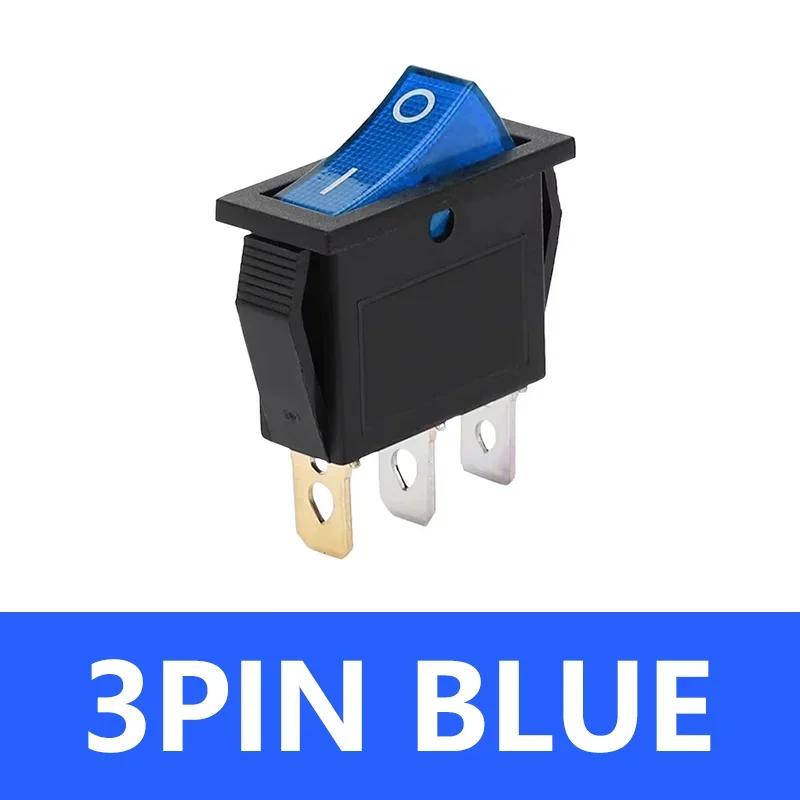 5/20Pcs KCD3 Rocker Switch 3 Pin 2 Position ON OFF 16A 250V 220V 20A  Boat-shape Electric Toggle Switch with LED Light