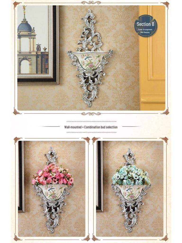 European Wall-Mounted Vase: Creative Resin Ornament for Retro Home Decor