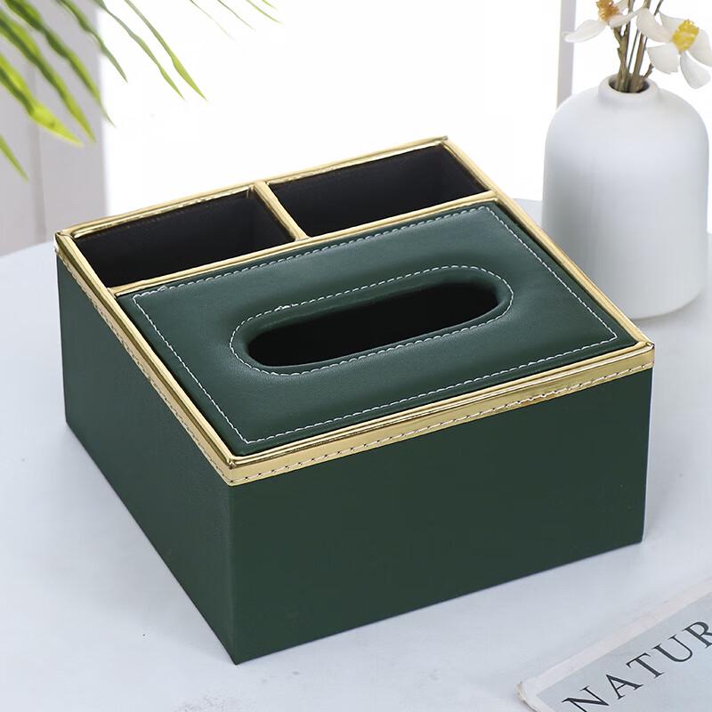Molona Leather Tissue Box and Desktop Organizer