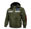 Men's Winter Hooded Padded Bomber Jacket Embroidered Quilted Flight Coat Loose Fit Casual Streetwear