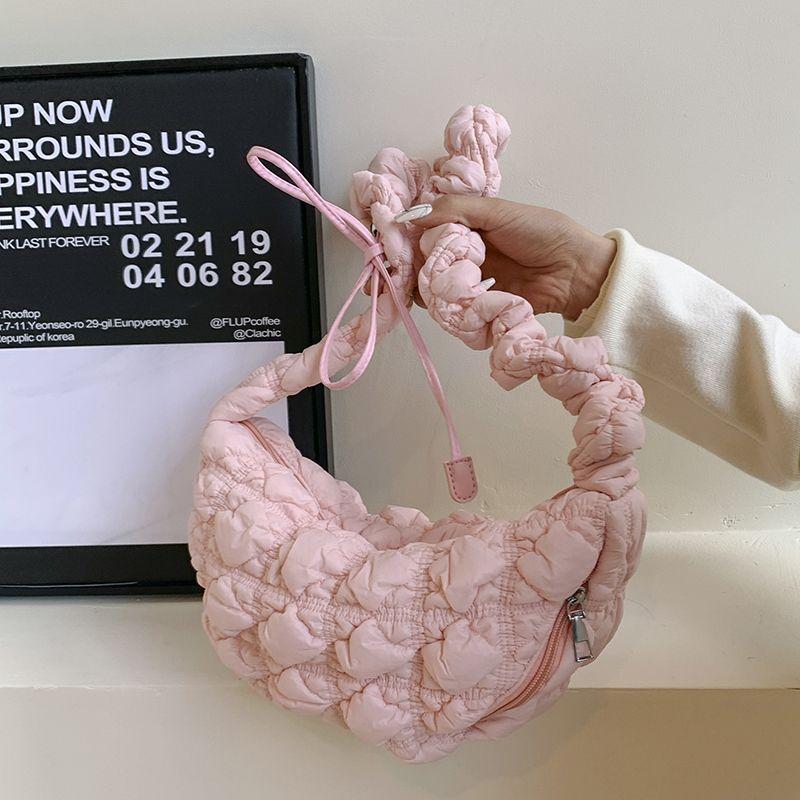 High Looks Korean Lightweight Cloud Bag One Shoulder Crossbody Pleated Versatile Tote Bag Underarm Dumpling Bag Forest Style