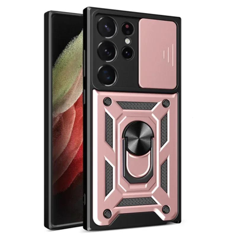 Kryt na objektiv fotoaparátu Armor Slide pro Samsung Galaxy S24 S23 S22 S21 S20 Plus Note 20 Ultra A54 A53 5G S23 S20 FE Kryt s nárazníky
