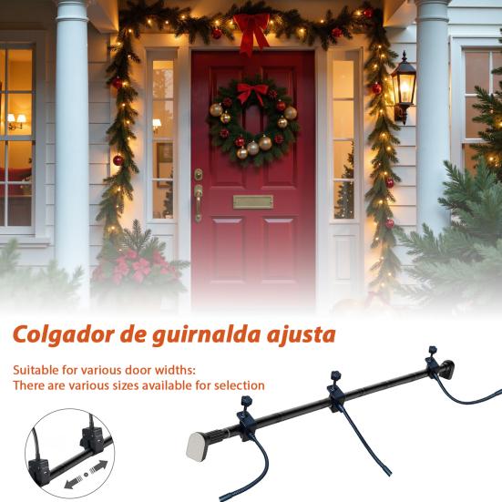 Yousheng Front Door Garland Hanger No Screws Drilling Adjustable Heavy Duty Christmas Decoration Holder for Wreaths Lights Up To 20lbs