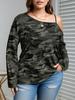 Übergrößen Off-Shoulder Langarm-T-Shirt - Neu eingetroffen 2025