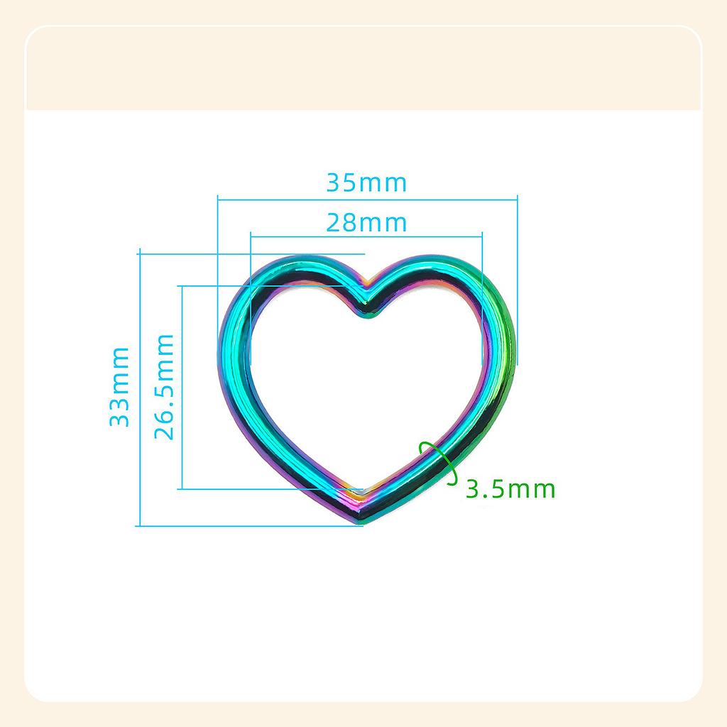 3Pcs Metal Buckle Bag Strap Colorful O Ring Heart Shaped Circular Rings Belt Connector Round Buckles DIY Hardware Accessories