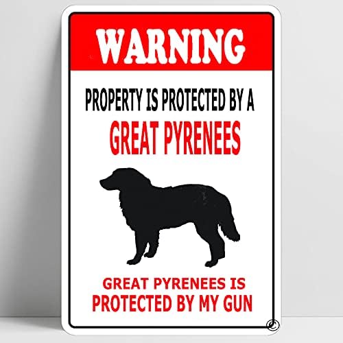 Warning Beware of Great Pyrenees Funny Metal Sign Decoration TIN 20x30cm(7.8x11.8inch)