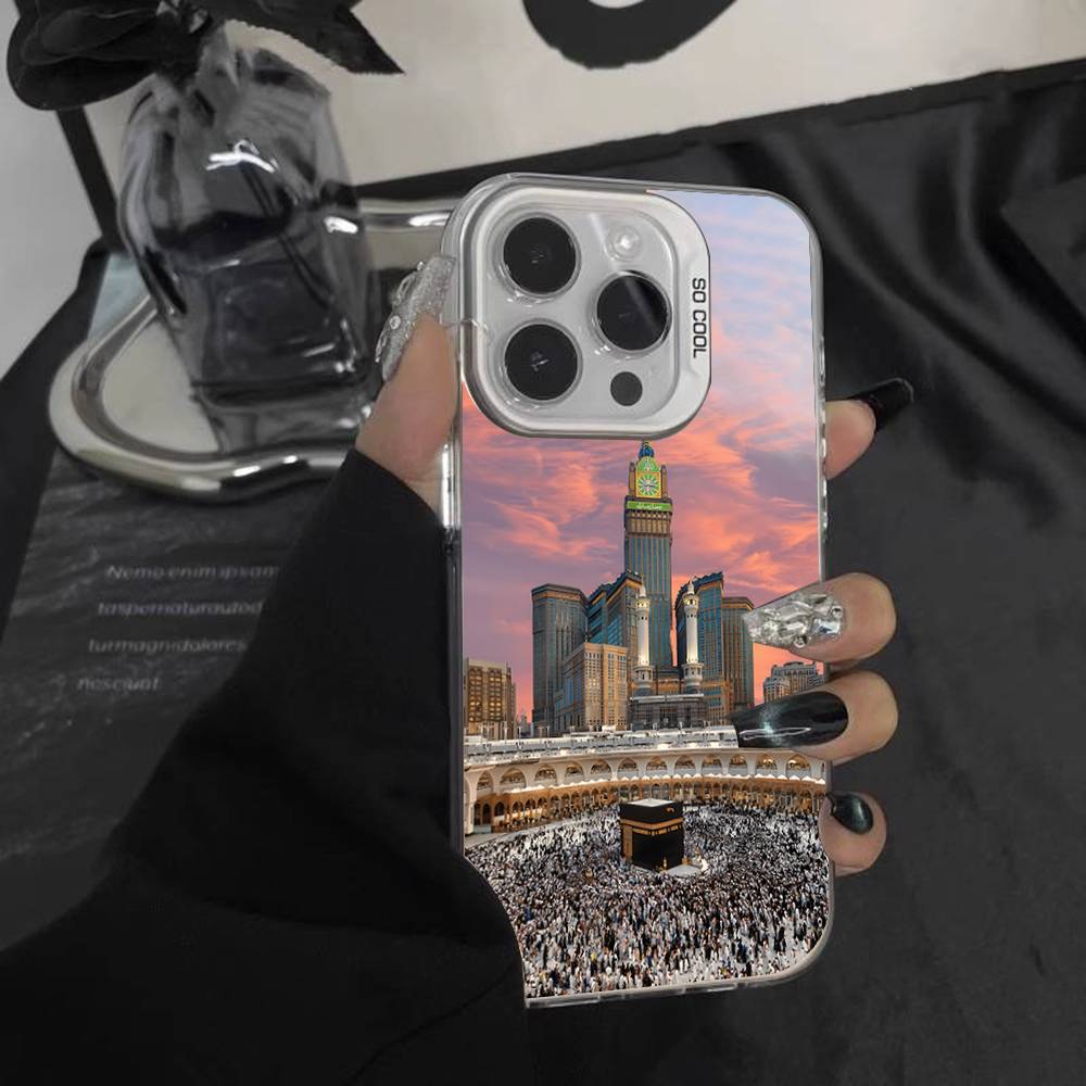 Pilgrims IN Mecca Cover For iPhone 17,16,15,14,13,12,11,Mini,Pro,E,SE4,XS,MAX White Shockproof Candy Matte Cover