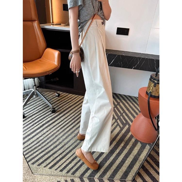 Pantaloni de vară largi cu talie înaltă și picior lat pentru femei scunde, spălați, cu talie înaltă, casual, cu picior drept, pantaloni de lucru