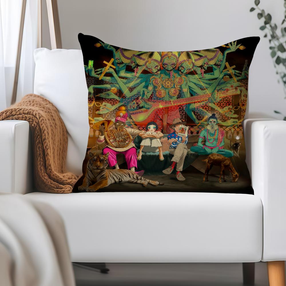 Band G-Gorillaz Plastic Beach Pillow Case Applicable Space For Guest Rooms Interiors Cars Office House Decoration