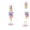 Easter Bunny Nutcracker Figurine Animal Sculpture 10 Inch Tabletop Ornament Wood Statue for Bedroom