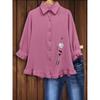 QICED Women's Fashion Casual Long Sleeve POLO Neck  Blouses & Shirts Casual Chic