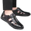 Hy Dragonfly Marke Sommer Herren Sandalen Casual Hohl Cool Lederschuhe Leder Atmungsaktiv Loch Schuhe rutschfeste weiche Sohle Papa