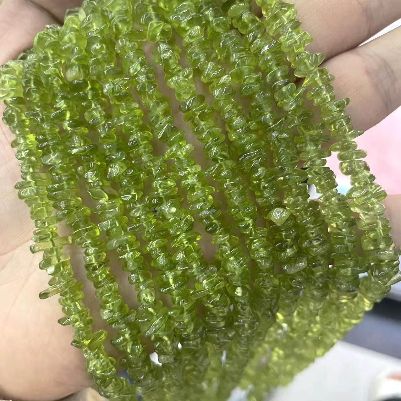 

Натуральний Перидот Неправильної Форми Оливковий Кристал Ручної Роботи DIY Браслет Прикраса 5*8mm, ~38cm strand